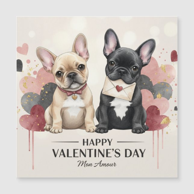 Joyeuse Saint-Valentin Magnet Chien Bouledogue Fra (Devant)