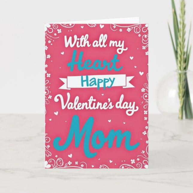 Joyeuse Saint-Valentin Maman Carte Cœur (Devant)