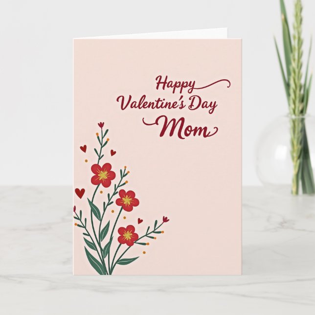 Joyeuse Saint-Valentin Maman Carte de Fleurs (Devant)