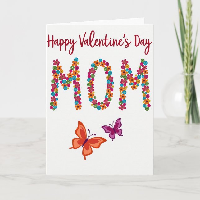 Joyeuse Saint-Valentin Maman Carte Florale (Devant)