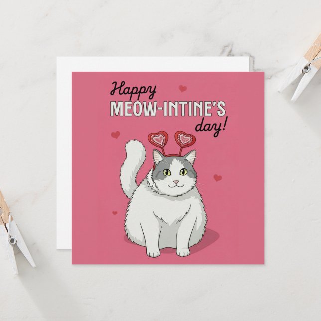 Joyeuse Saint-Valentin Mignon Chat Avec Serre-Tête (Devant/Arrière en situation)