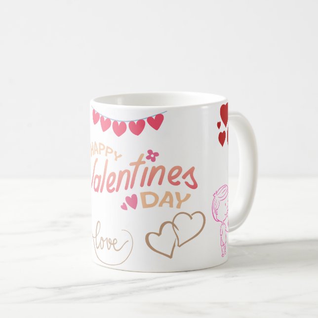 Joyeuse Saint-Valentin Mug à Café Coeurs Amour (Devant droit)