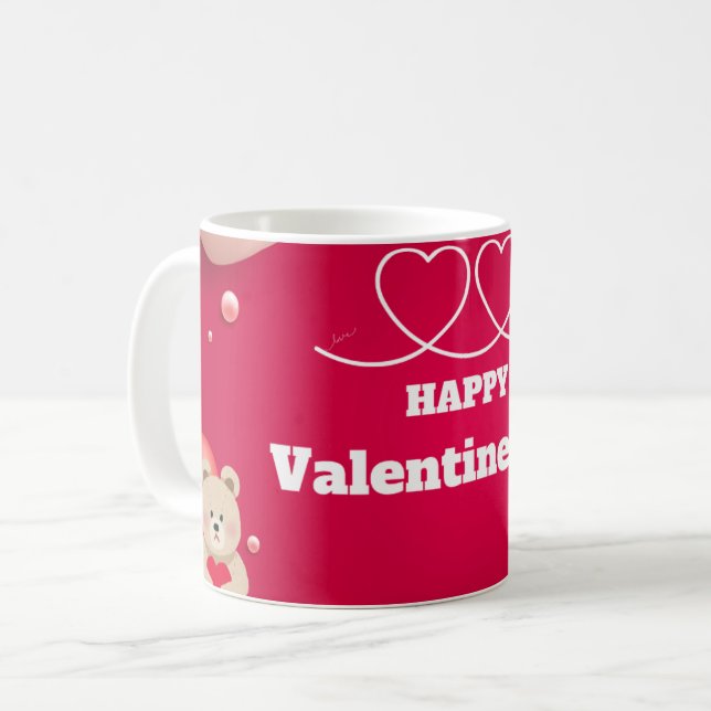 Joyeuse Saint-Valentin Mug Tasse Coeur Mignon (Devant gauche)