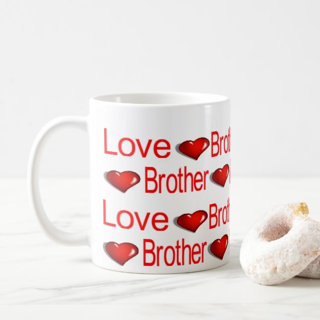 Joyeuse Saint-Valentin Mugs Amour Frère Cœurs (Avec donut)