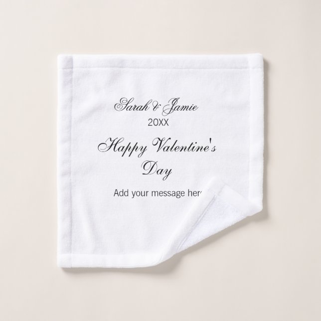 Joyeuse Saint-Valentin nom date message simple élé (Gant de toilette)