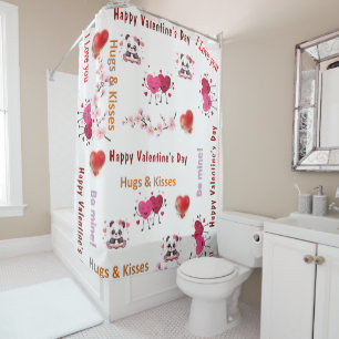 Joyeuse Saint-Valentin Rideau de douche, Couple Cœ