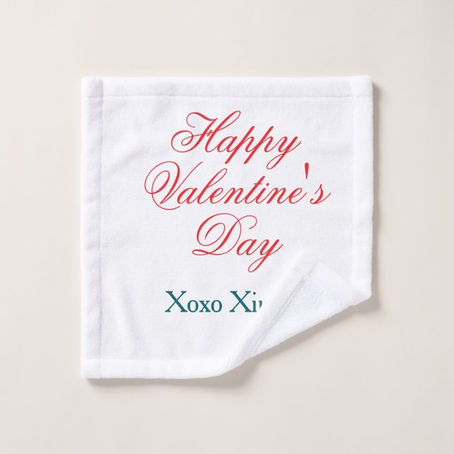 Joyeuse Saint-Valentin rouge bleu xoxo amour nom  (Gant de toilette)