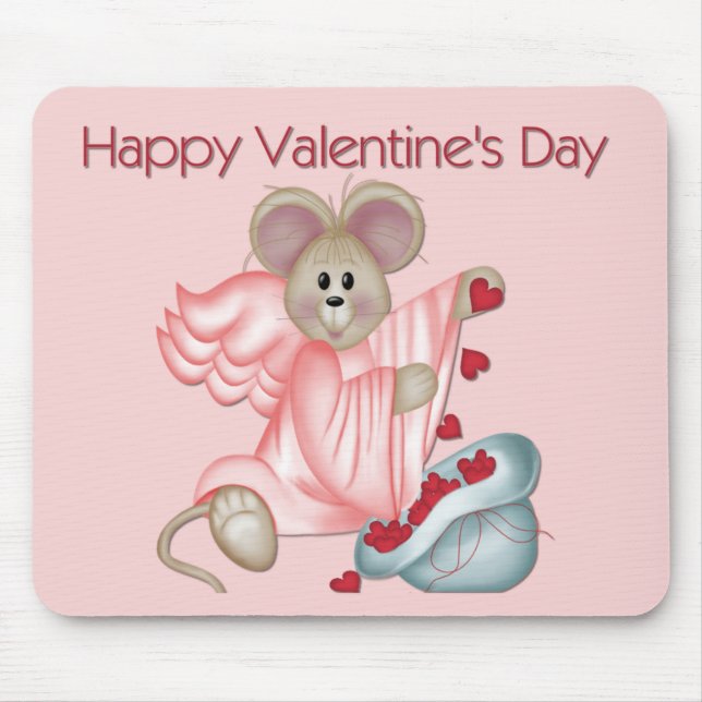 Joyeuse Saint-Valentin Souris avec coeurs Tapis de (Devant)