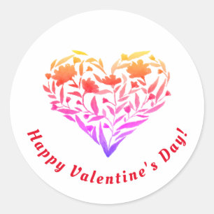 Joyeuse Saint-Valentin   Sticker rond du coeur flo