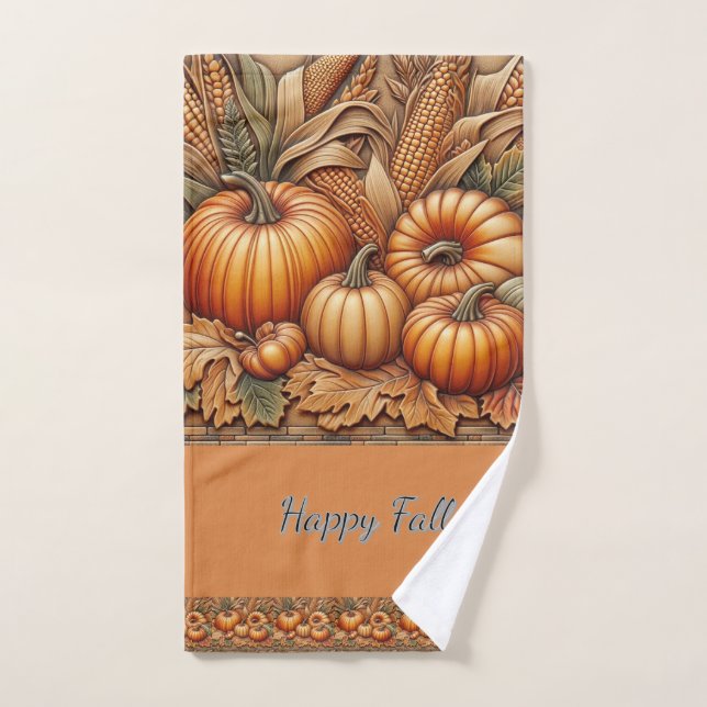 Joyeuse saison automnale Citrouilles Orange  (Serviette à main)