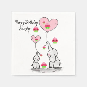 Joyeuse serviettes en papier d'anniversaire, éléph