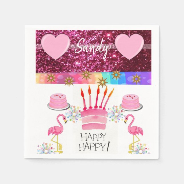 Joyeuse serviettes en papier d'anniversaire, Flama (Devant)