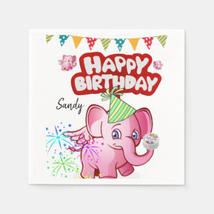 Joyeuse serviettes en papier d'anniversaire, porc