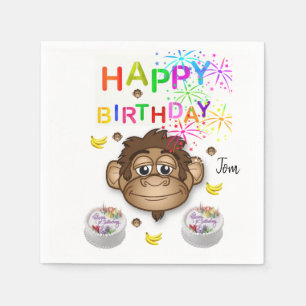 Joyeuse serviettes en papier d'anniversaire, singe