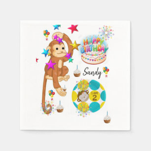 Joyeuse serviettes en papier d'anniversaire, singe