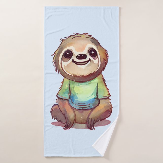 Joyeuse Sloth portant une chemise mignonne (Serviette de bain)