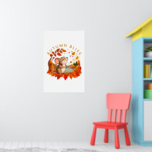 Joyeuse Souris Mignonne d'Automne - Art Mural