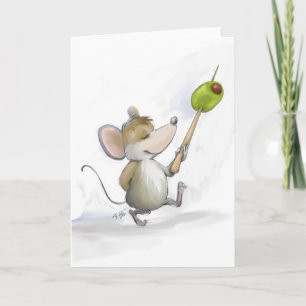 Joyeuse souris Moe avec carte blanche en olive