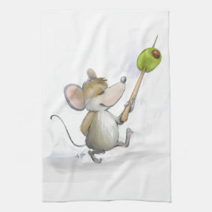 Joyeuse souris Moe avec la serviette de cuisine