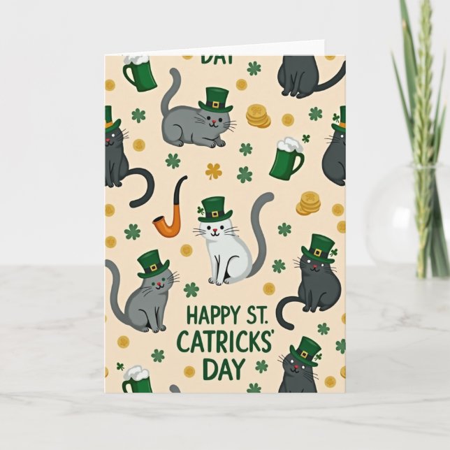 Joyeuse St Catricks Day Carte Féline (Devant)