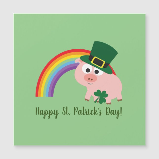 Joyeuse St. Patrick's Day Cute Leprechaun Pig Card (Devant)