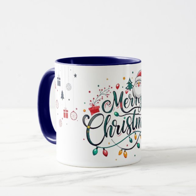 Joyeuse tasse bleue de Noël (Devant gauche)
