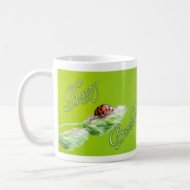 Joyeuse tasse d'anniversaire avec un coccinelle ! (Gauche)
