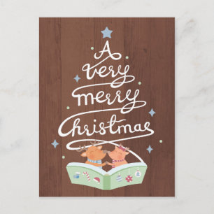 Joyeuse typographie de Noël Cute Reindees Carte po