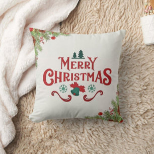 Joyeuse typographie de Noël oreiller de jeton mode