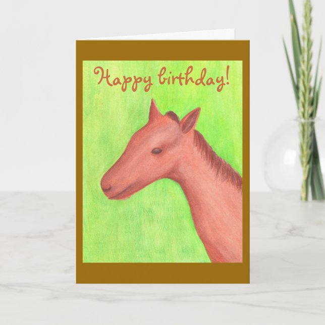 Joyeuses cartes d'anniversaire avec un jeune cheva (Devant)