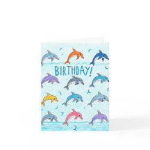 Joyeuses cartes d'anniversaire de dauphins