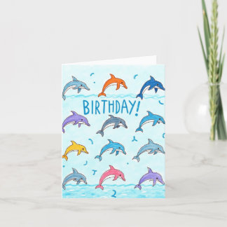 Joyeuses cartes d'anniversaire de dauphins