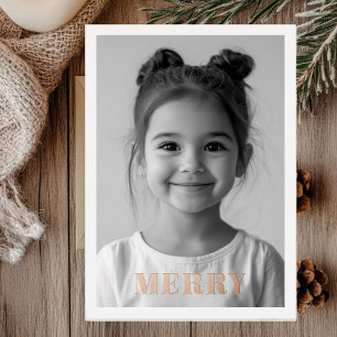 Joyeuses cartes de Noël Rose or Vacances élégant