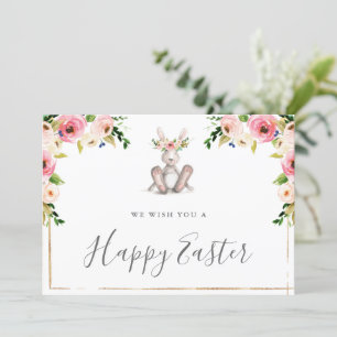 Joyeuses Cartes De Pâques Avec Lapin Floral