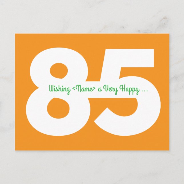 Joyeuses cartes postales 85e anniversaire - orange (Devant)