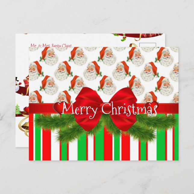 Joyeuses cartes postales de Noël Pôle Nord (Devant / Derrière)