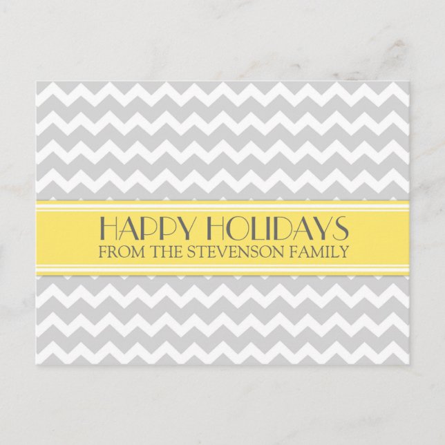 Joyeuses cartes postales Jaune Grey Chevron (Devant)