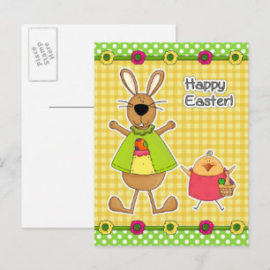 Joyeuses cartes postales Pâques Bunny et Chick