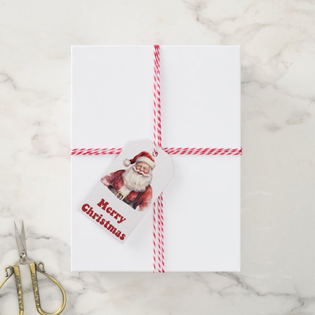 Joyeuses étiquettes cadeaux de Noël avec le Père N (Avec de la ficelle)