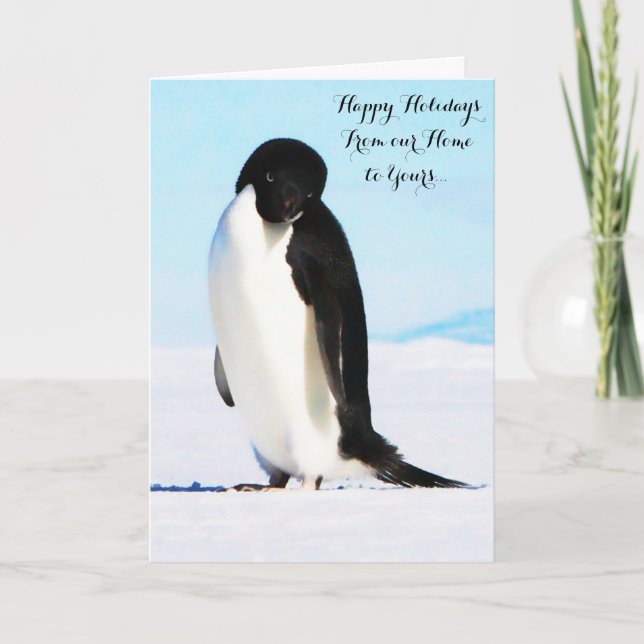 Joyeuses Fêtes Adélie Penguin Carte de notes pliée (Devant)