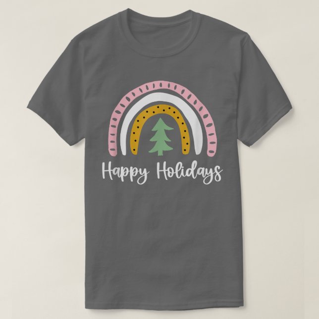 Joyeuses Fêtes Arc-en-ciel T-shirt arbre de Noël (Design devant)