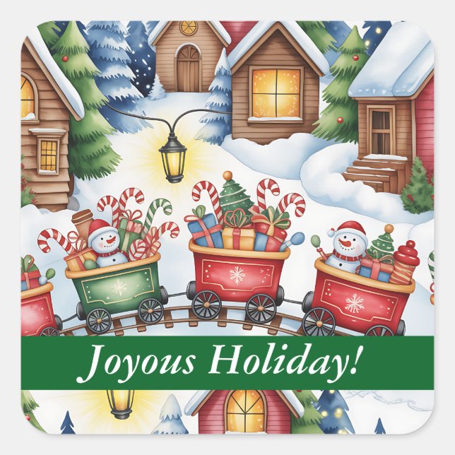 Joyeuses fêtes ! Autocollant de vacances personnal (Devant)