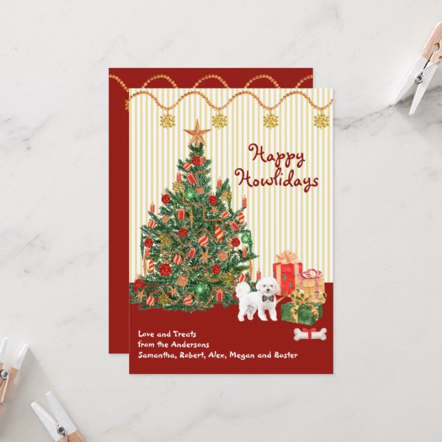 Joyeuses fêtes Bichon Frise Noël (Devant/Arrière en situation)