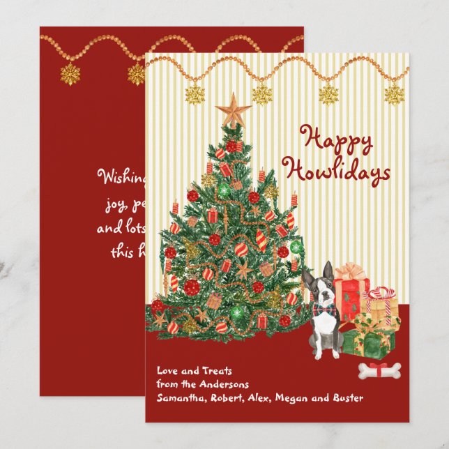 Joyeuses fêtes Boston Terrier Tree Noël (Devant / Derrière)