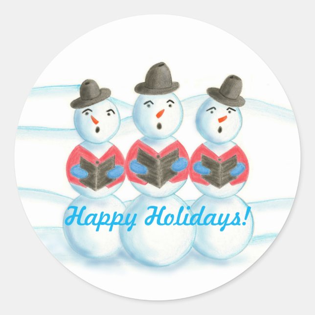 Joyeuses fêtes Carolage Stickers Snowmen (Devant)