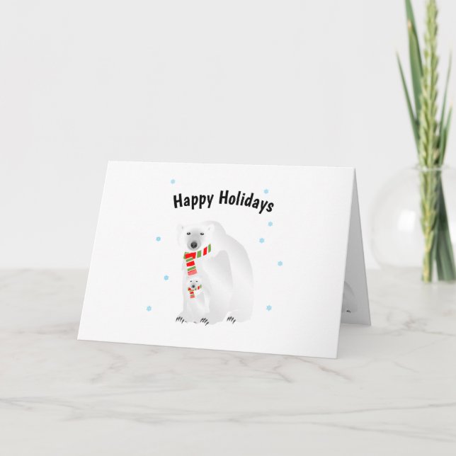 Joyeuses Fêtes Carte de vacances de l'ours polaire (Devant)