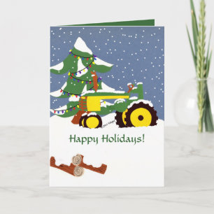 Joyeuses fêtes ! Carte de voeux du tracteur