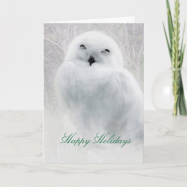 Joyeuses fêtes .. Carte de voeux Snowy Owl (Devant)