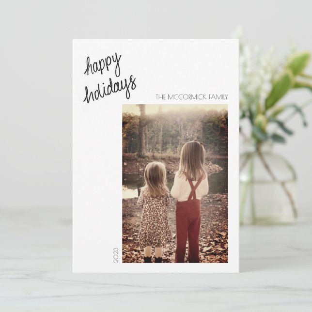 Joyeuses fêtes - Carte manuscrite minimaliste (Debout devant)