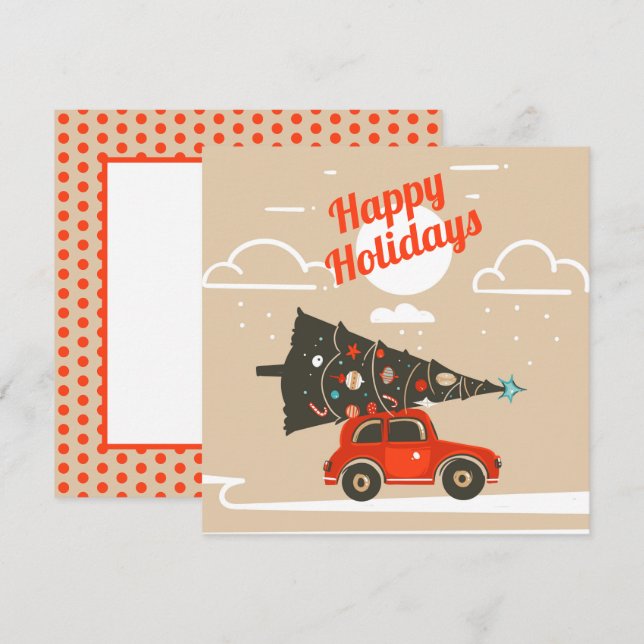 Joyeuses Fêtes Carte Plate Arbre de Noël (Devant / Derrière)